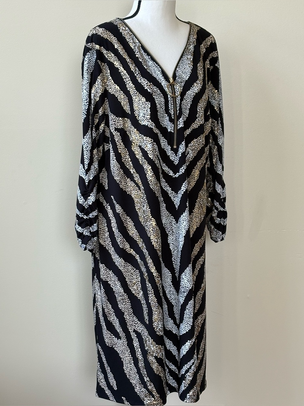 JM Collection Black and Beige Animal Print  Dress